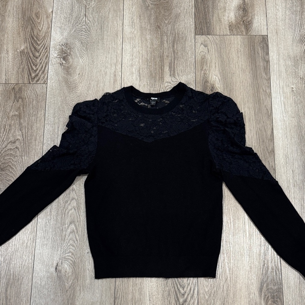 Express Black Lace Detail Sweater
